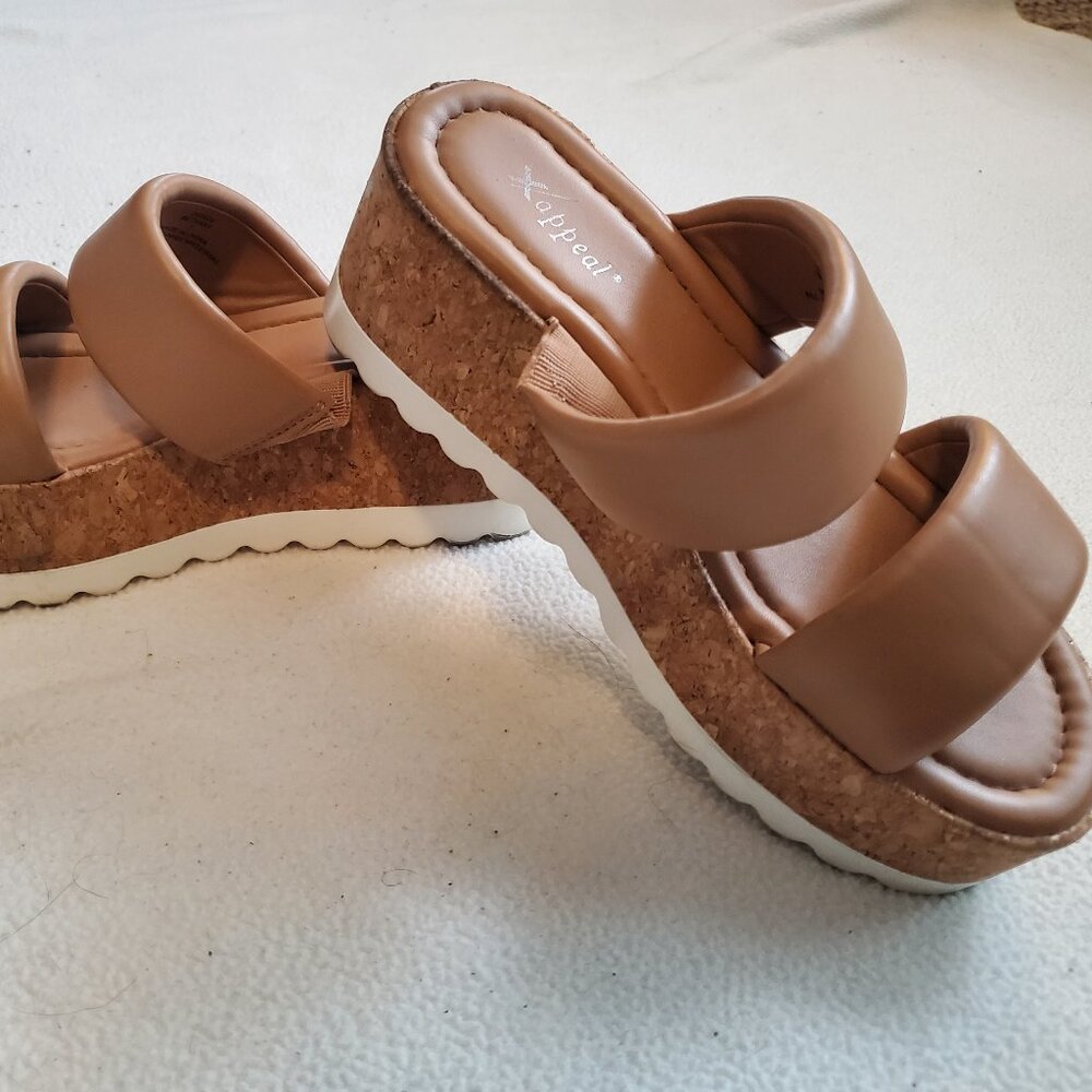 Womens Cork Wedge Tan